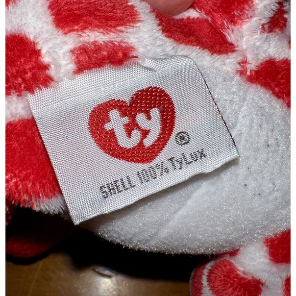 2007 Ty Pluffies Kisser Plush Valentines Giraffe Red White Stuffed Animal Toy - Picture 7 of 8